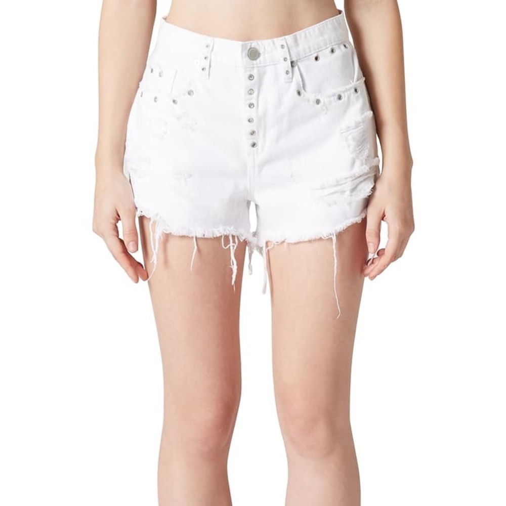 New Blank NYC White Distressed Ripped Shorts High Waisted